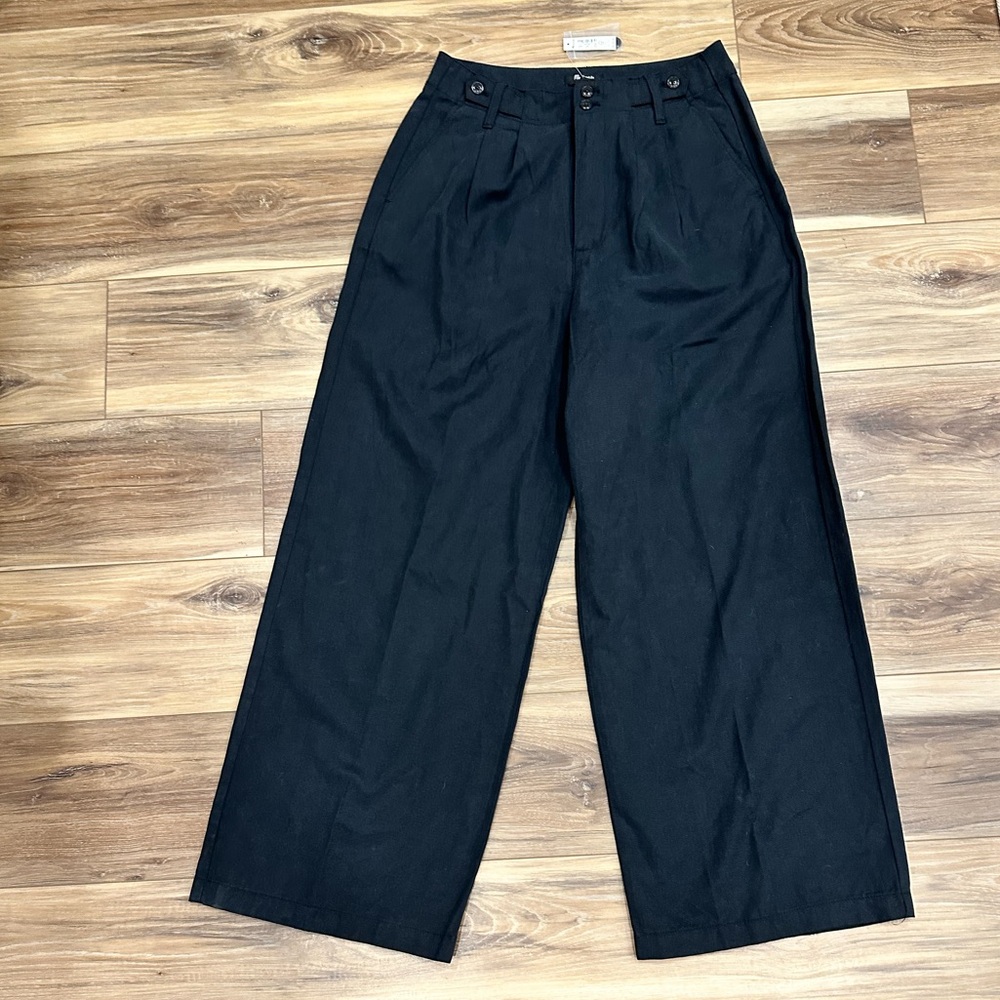 Madewell Harlow Wide Leg Pant True Black Linen Cotton Sz 6 NWT - Picture 3 of 16